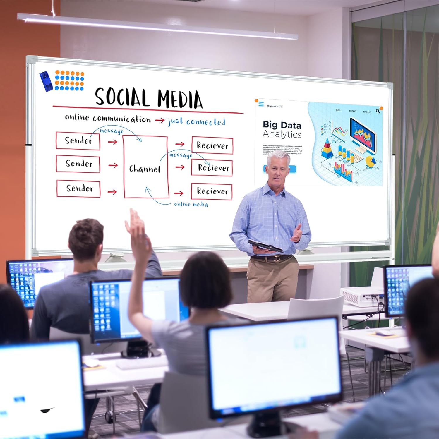 BSTPCOO Large Double-Sided Magnetic Mobile Whiteboard 96" x 48", Rolling Whiteboard on Wheels, 8' x 4' Dry Erase Board with Stand for Office, Classroom & Home, 3 Eraser, 6 Markers, 24 Magnets