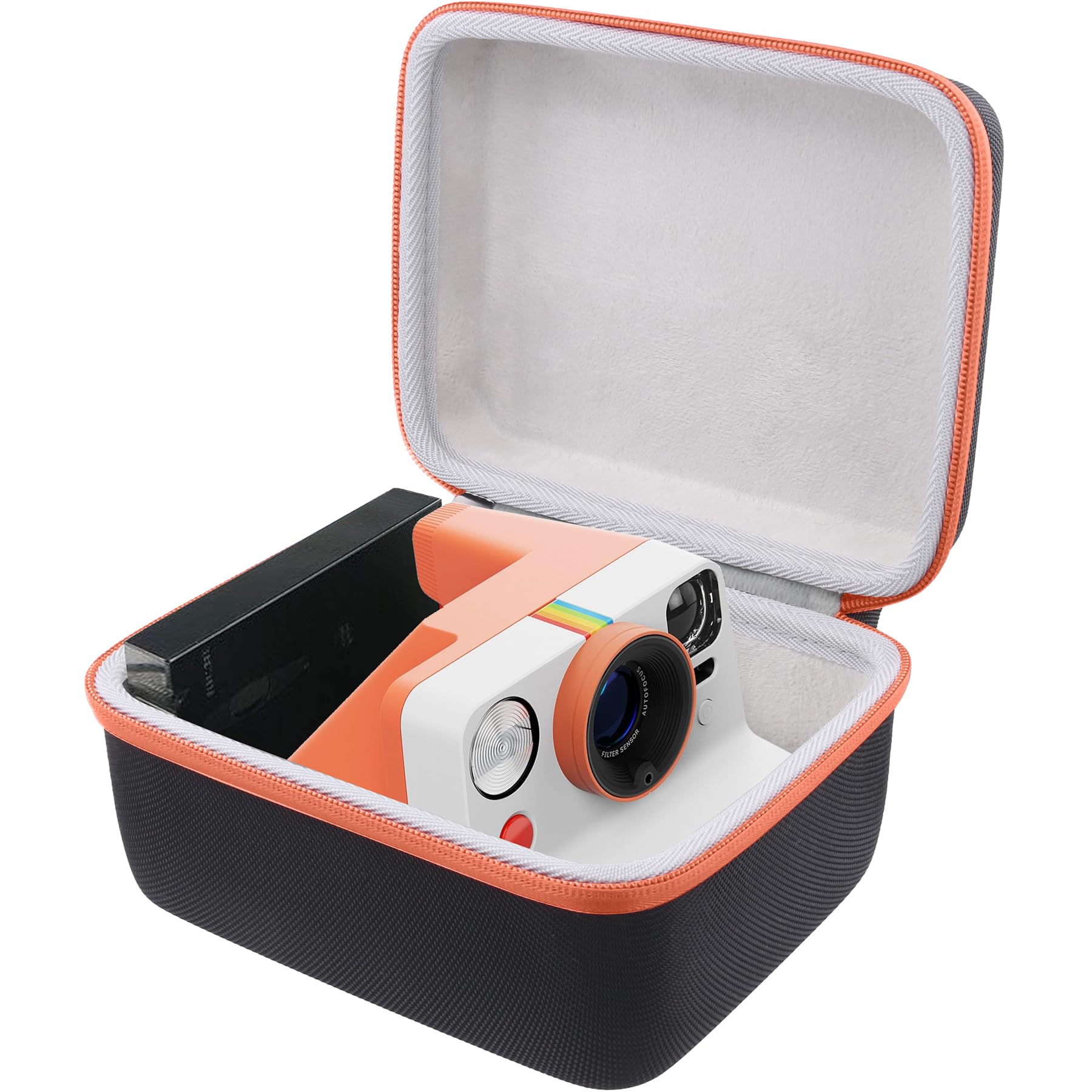khanka Hard Travel Case Replacement for Compatible with Polaroid Originals Now I-Type/OneStep 2 / OneStep+ Instant Film Camera (Orange Zipper)-image-3