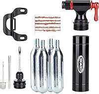 Vista 1 de CXWXC Inflador de CO2 con 4 cartuchos de CO2 de 0.56 oz y kit de reparación de neumáticos sin cámara - Compatible con válvula Presta/Schrader