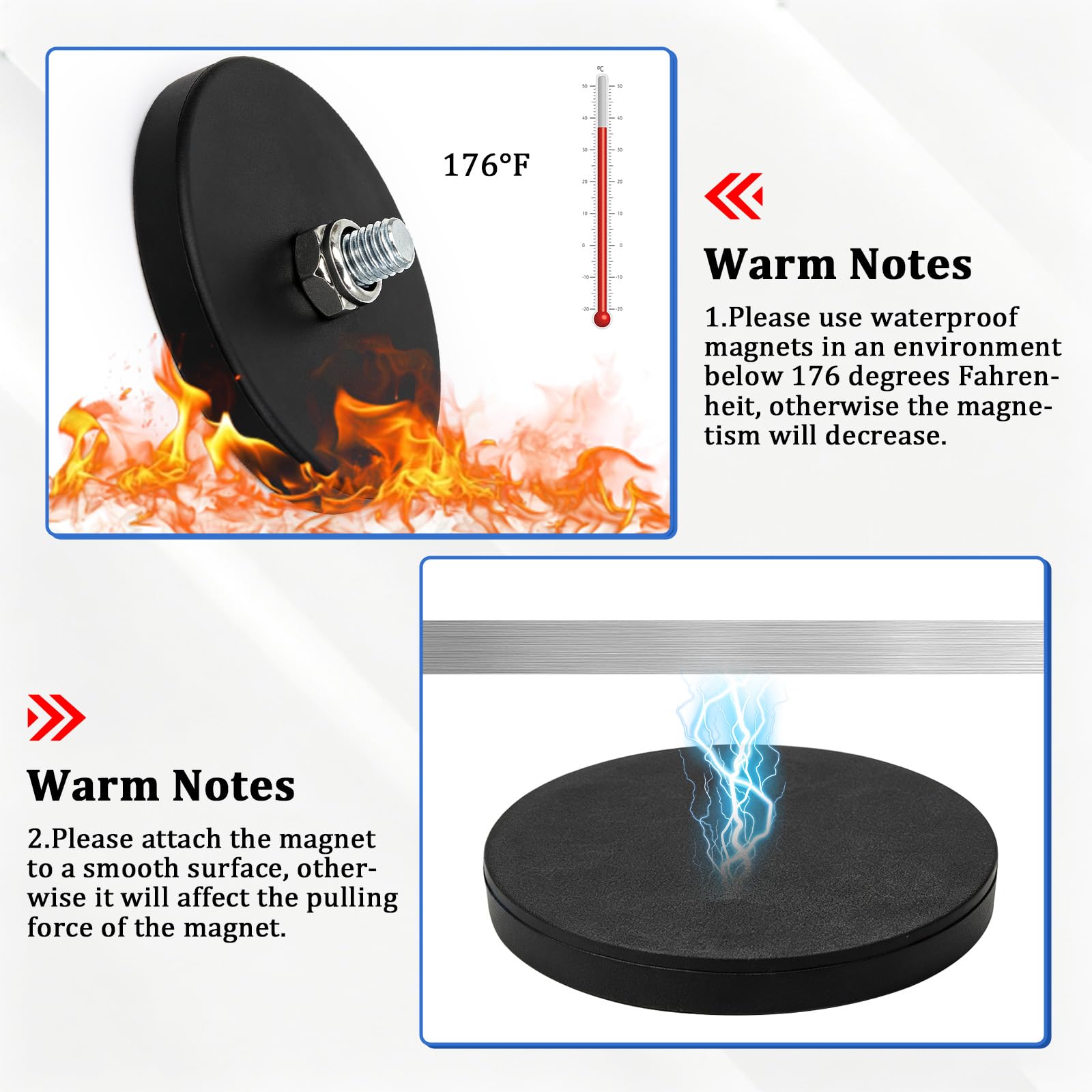 Rubber Coated Magnets, Heavy Duty Waterproof Magnetic Mount for Lights, Tools, Signs, Cameras, Garage, Workshop and Outdoor Use,12Pack — Amazon image 5
