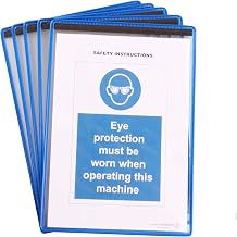 Djois, 194601 Tarifold Magnetic Pouches, A4, Portrait, Blue, Pack of 5, Reinforced, Anti-Glare PVC, Magnetic Stripes, Factory, Office, Shop, Unbreakable, Made in France