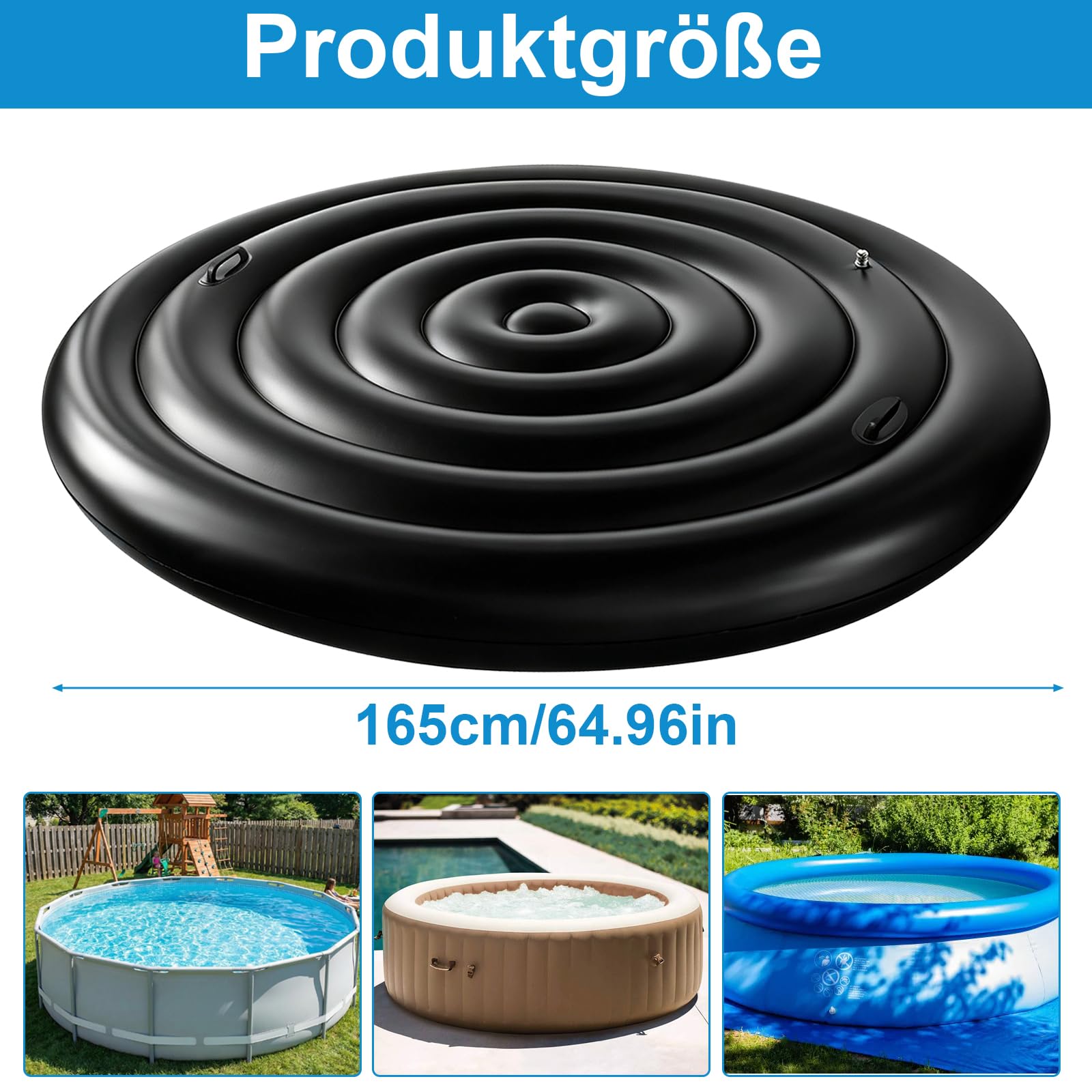 165 cm hinchable cubierta redonda térmica de bajo consumo con asas, resistente a la lluvia, resistente al viento, fácil de poner y quitar, cubierta de piscina para exteriores e Intex Whirlpools