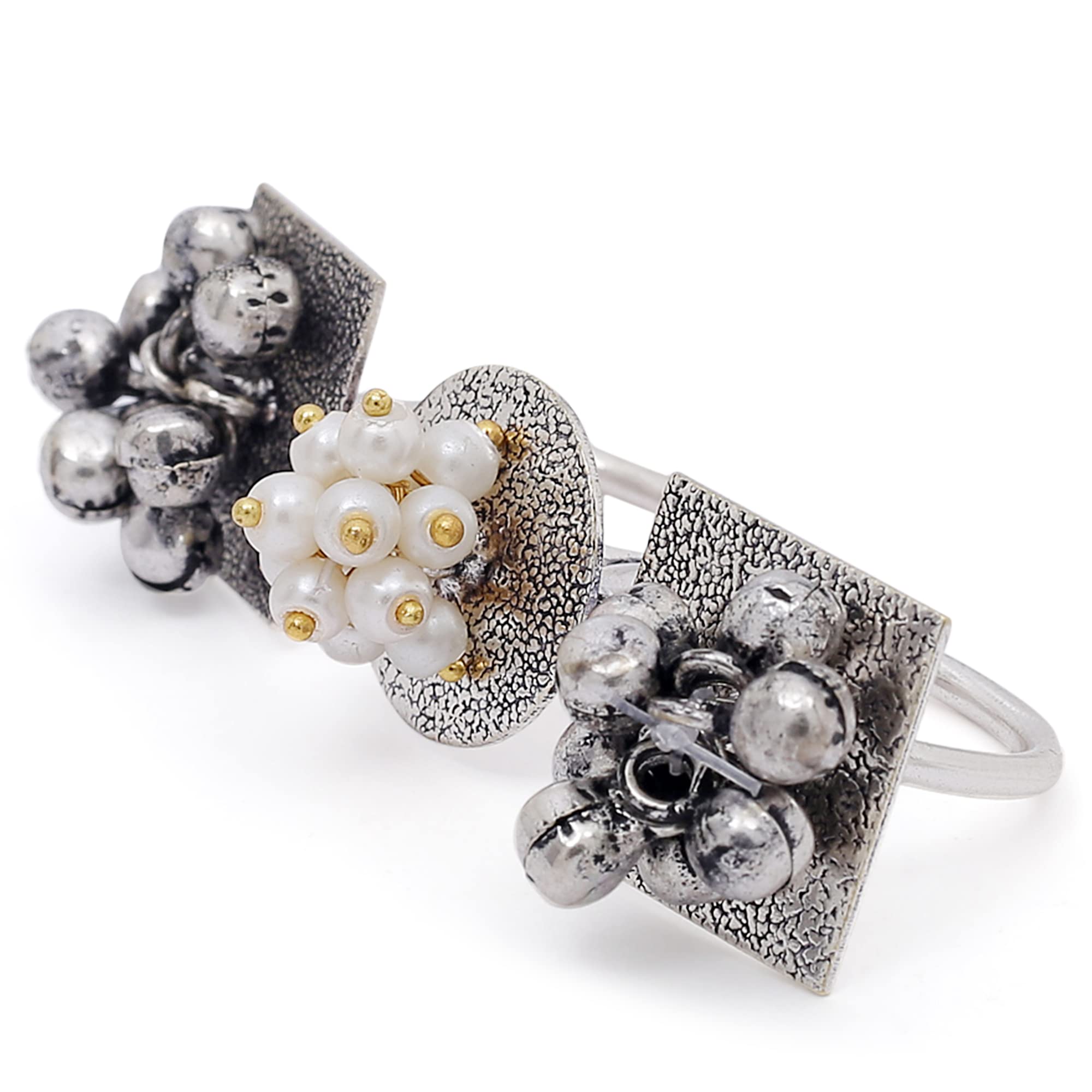 I Jewels Navratri Silver Oxidised Ethnic Adjustable Brass Finger Ring Embellished With ghungroo and pearl (FL222OX) (B09YLRRW5M) Amazon Price History, Amazon Price Tracker