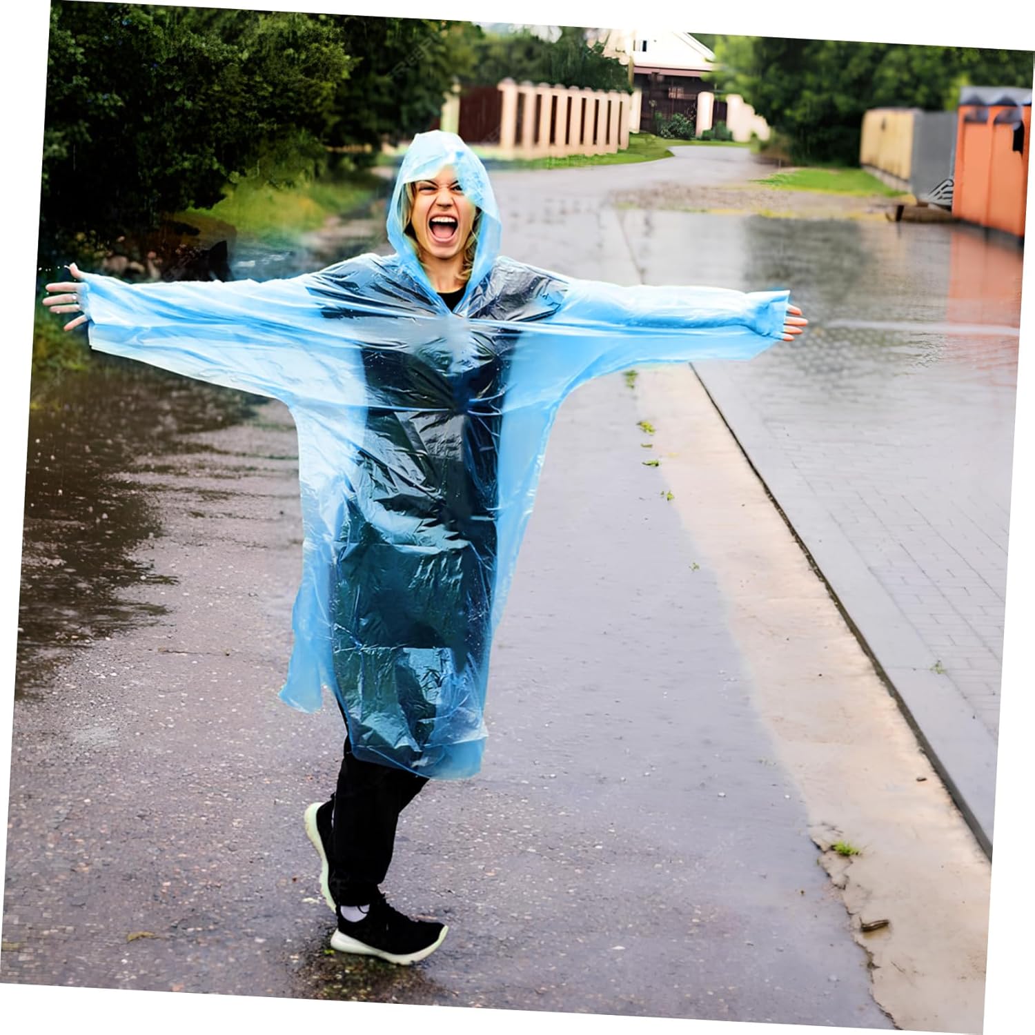 VANZACK 10sets Full Coverage Rain Ponchos Hood Sturdy Women Raincoat Emergency Survival Raincoat Lightweight Rain Jacket for Outdoor Activities