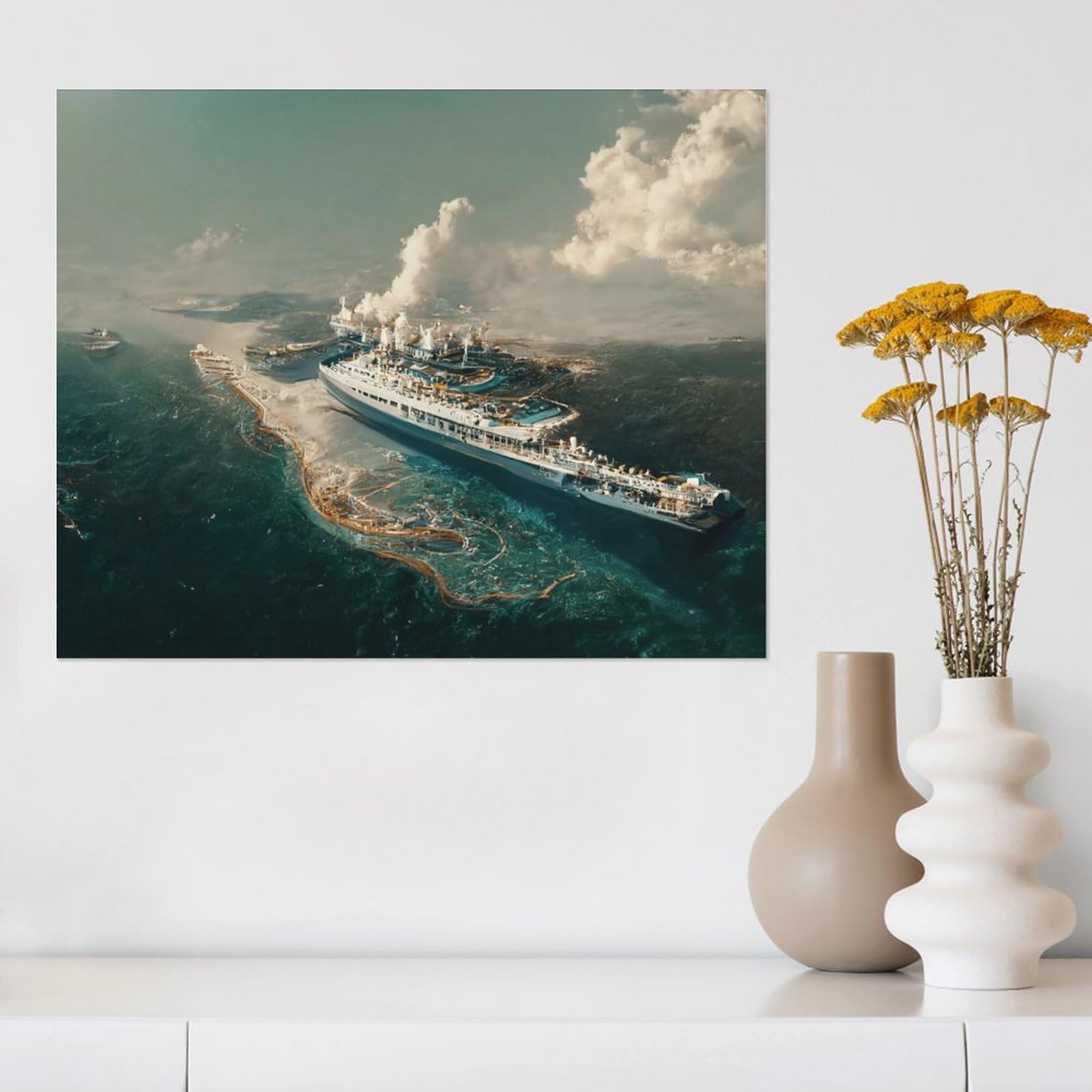 Amazon.co.jp: アートパネル 自然風景 絵画 風景画海上の船 壁掛け