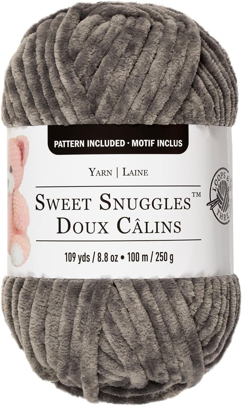 Loops & Threads Sweet Snuggles Yarn - Solid Yarn for Knitting, Crochet, Weaving, Arts & Crafts - Gray, Bulk 18 Pack