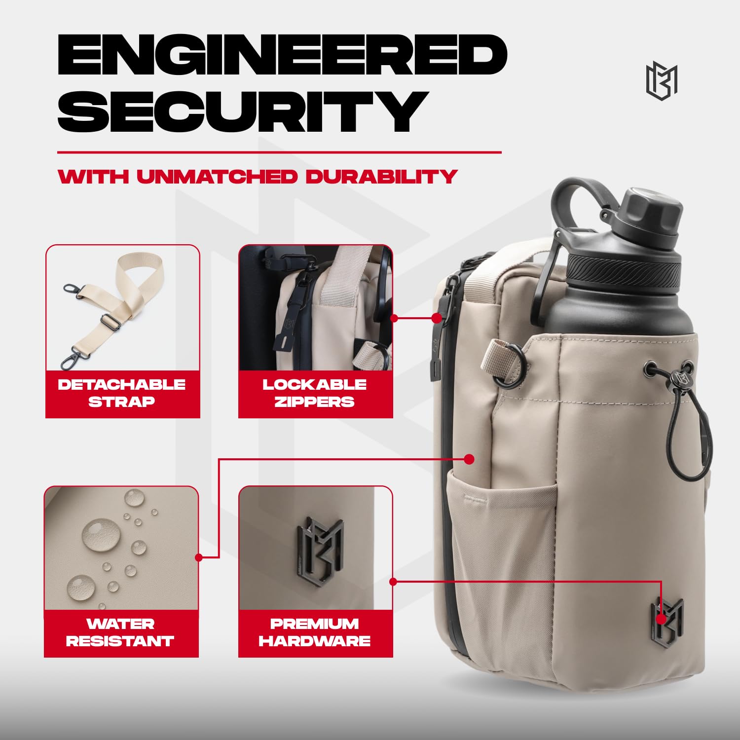 Magnetic Bottle Bag Sling Bag for Men and Women | Gym Bag for Gym, Travel, Work, and Sports | Keep Your Items off the Dirty Gym Floor With Magnetic Attachment (Cream)