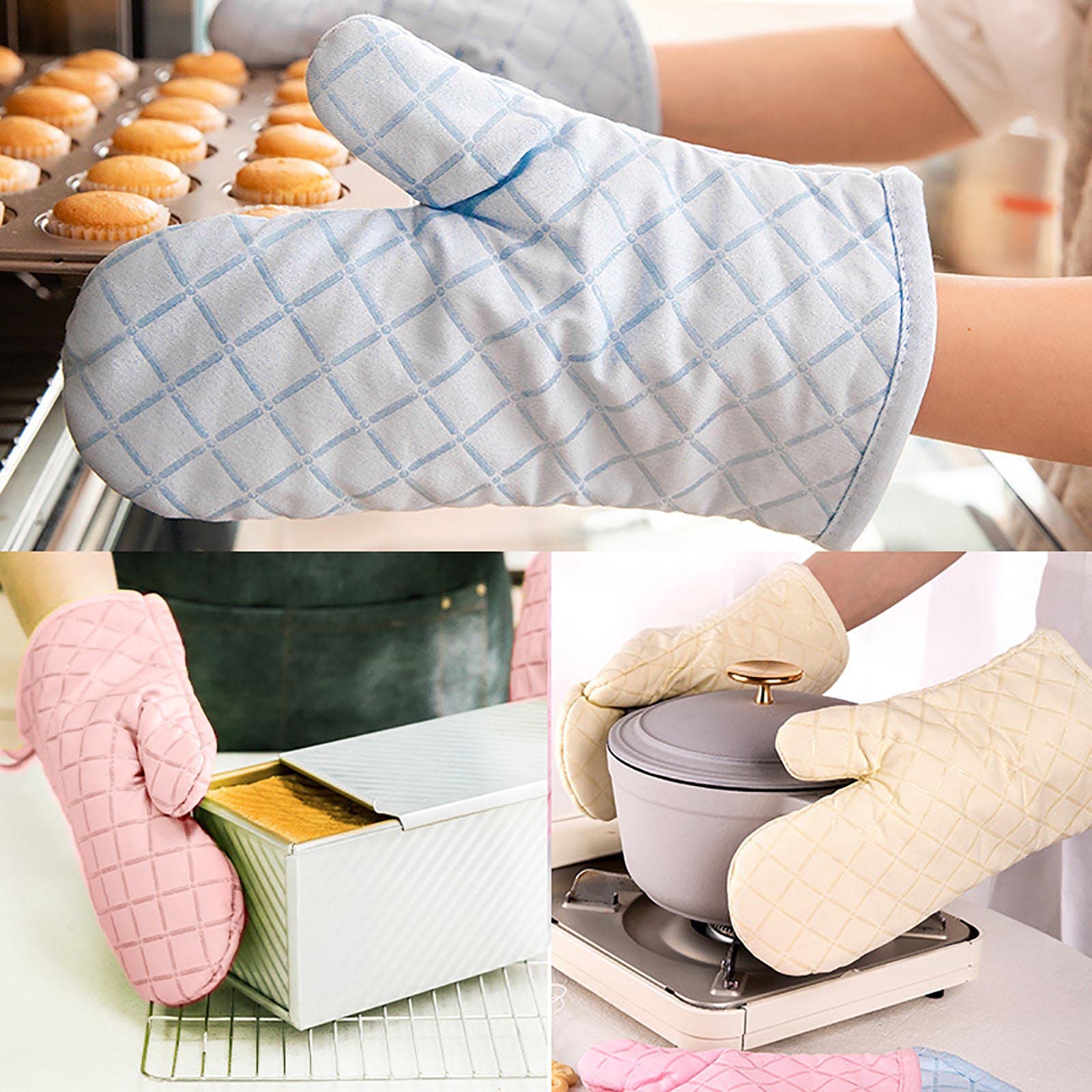 2 szt. Rękawice kuchenne do kuchni, rękawice do kuchenki mikrofalowej, kuchenne rękawice do pieczenia żaroodporne rękawice kuchenne do podkładu gotowania grilla, czerwone