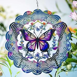 Butterfly Wind Spinner, 9 Inch 3D Stainless Steel Garden Decor