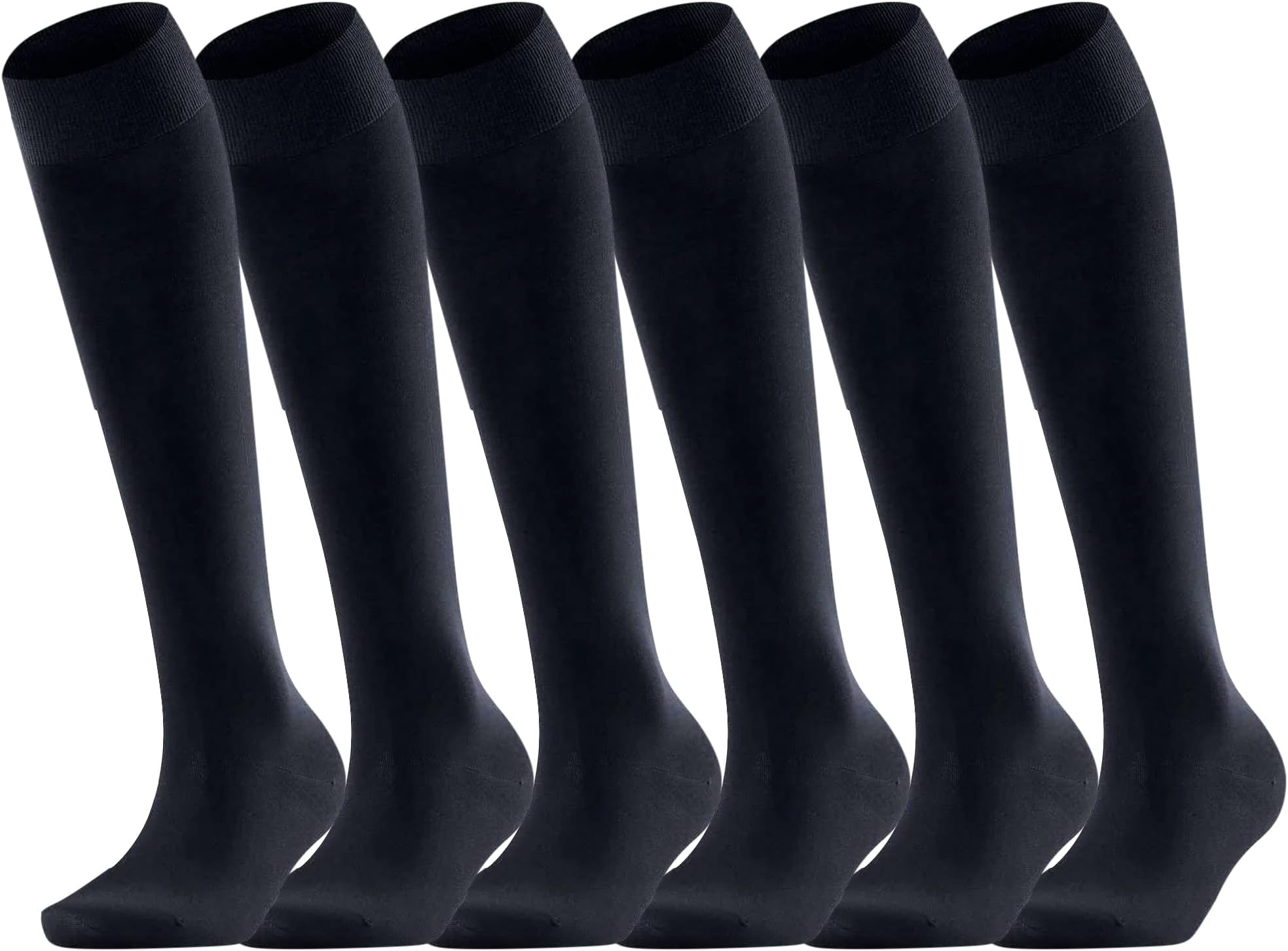 6 Pairs Women/Girls Cotton Knee High Socks Extra Long Smooth Thigh Grip Knitted Stockings UK 4-6