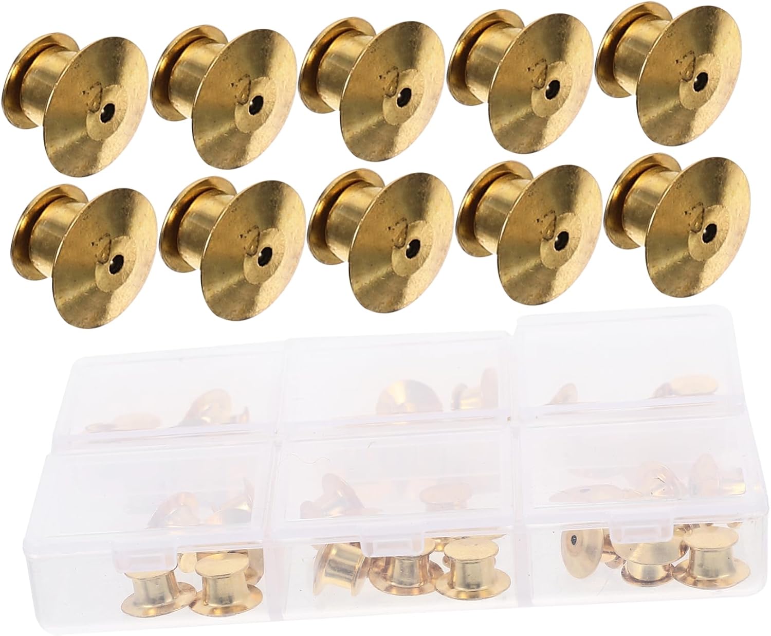 Tofficu Replacement Flat Pin Keepers Locking Clasp Brooch Backs for Enamel Badges Easy to Install Safety Accessory for Crafts