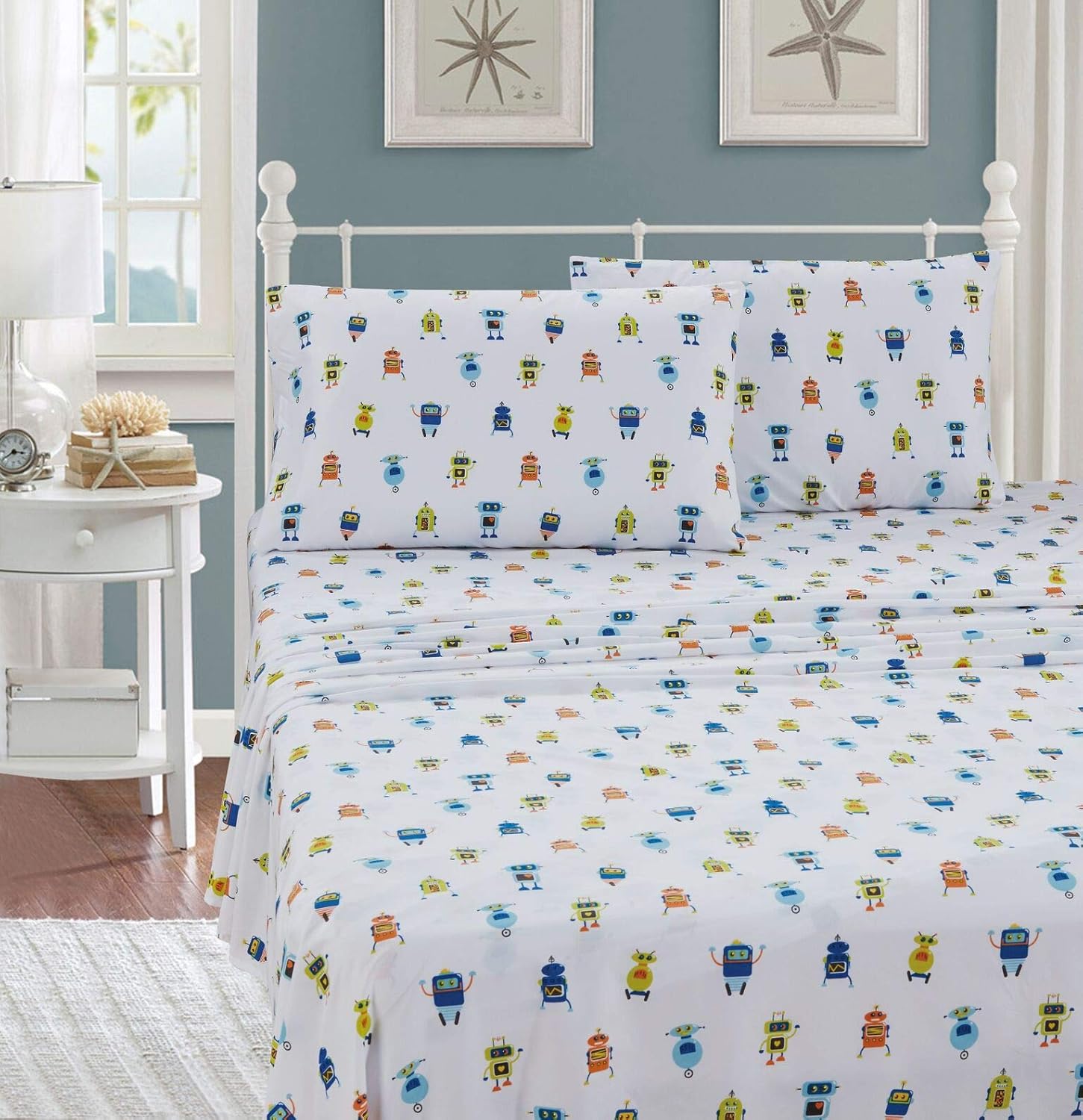 Kids Collection Full Size Comforter And Sheet Set Robot Android Fantasy Machine Technology Cartoon Multi-Color for Kids New # Robot