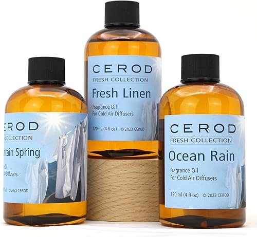 Miniatura 8 de Fresh Collection - Juego de aromas (3)  Aceite difusor para difusores sin agua de aire frío  Lino fresco, primavera de montaña, lluvia del océano,