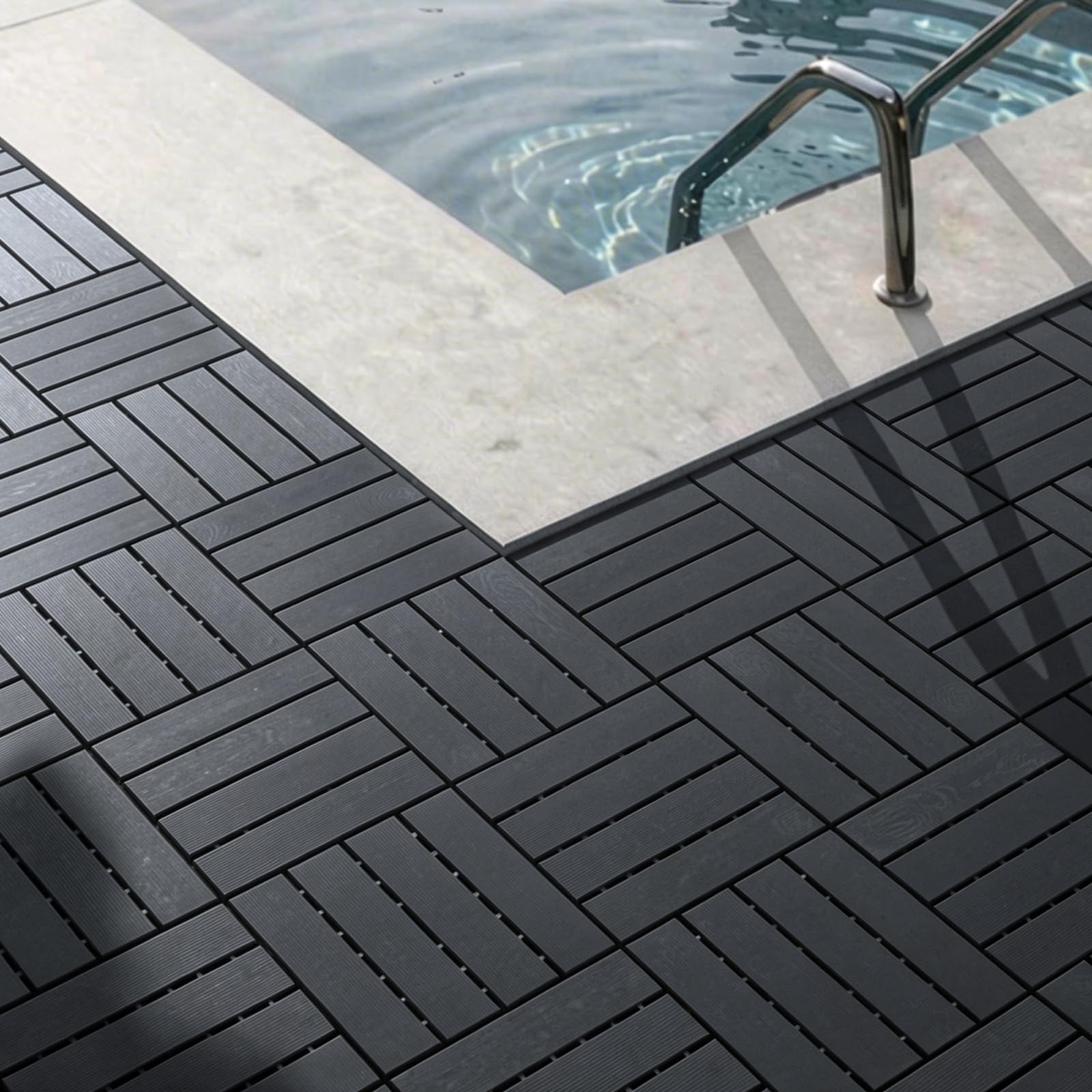 Sobuy 45 Stück Balkon Bodenbelag Klicksystem Wetterfest Terrassenfliesen für Balkon und Terrasse Terrassenplatten Außenbereich Anti-Rutsch Grau 30,5x2x30,5 cm SDA14-HGx3