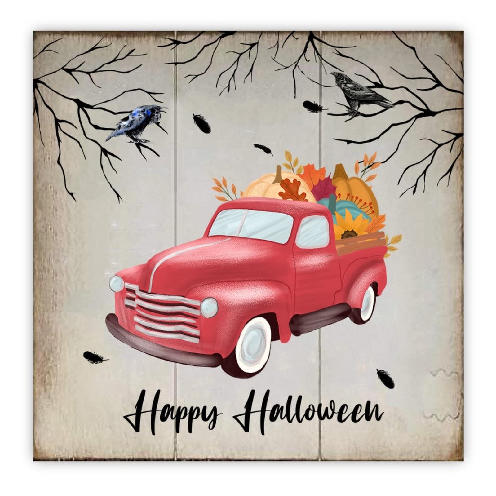 Panneau en bois Happy Halloween amusant pour décorer la chambre