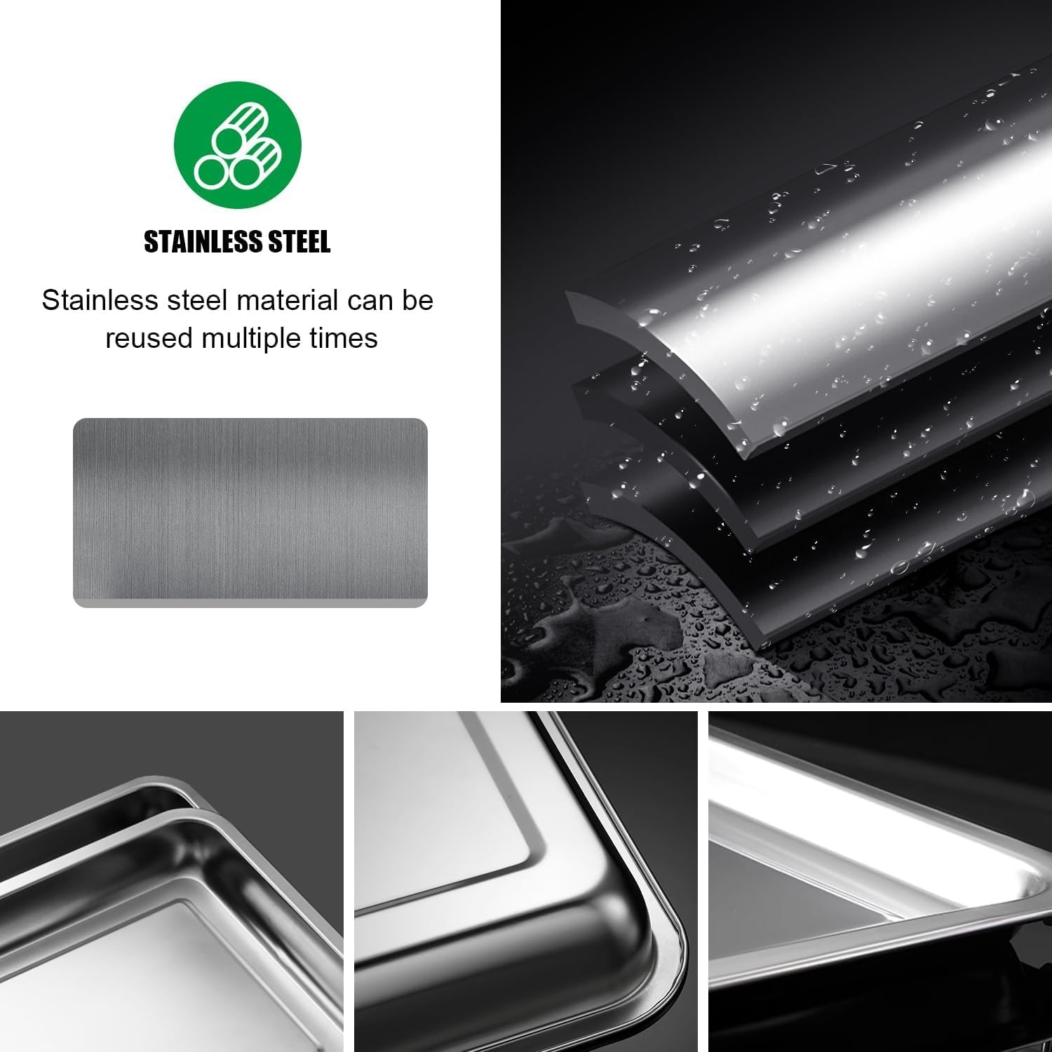 10 Pack Large Stainless Steel Seedling Trays, Heavy Duty Metal Water Catch Trays for Nursery Pots Transplant, Seed Germination & Propagation Flats (17.5 inch×13.56 inch, 1.18" Height)