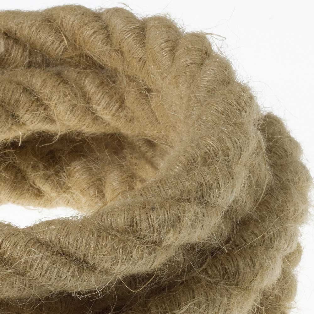Geflochtenes Tauseil 2XL – 24 Mm Durchmesser, Jute & Baumwolle, Mit Elektrokabel 2x0,75 Mm²