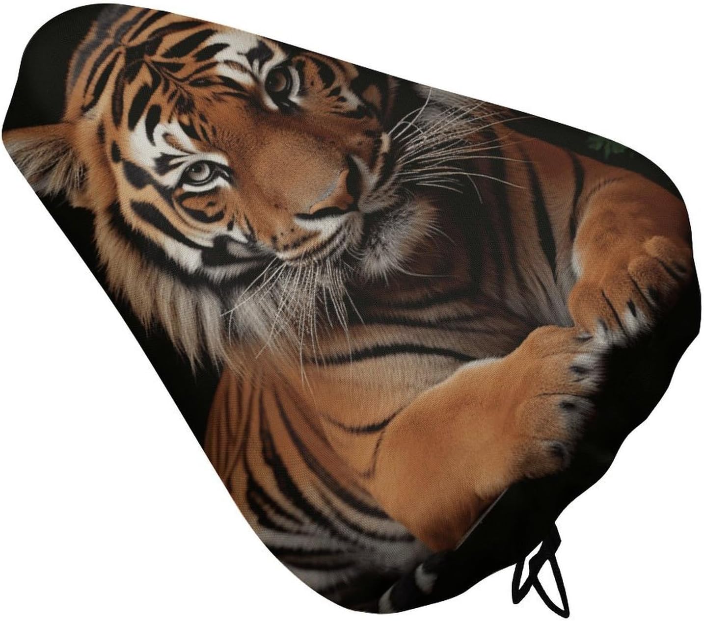 Waterproof Bike Seat Cover with Drawstring -with Tiger and Paws Universal Exercise Bike Seat Cushion for Men & Women, Comfortable Non-Slip Bicycle Saddle Cover for Road/Mountain Bikes