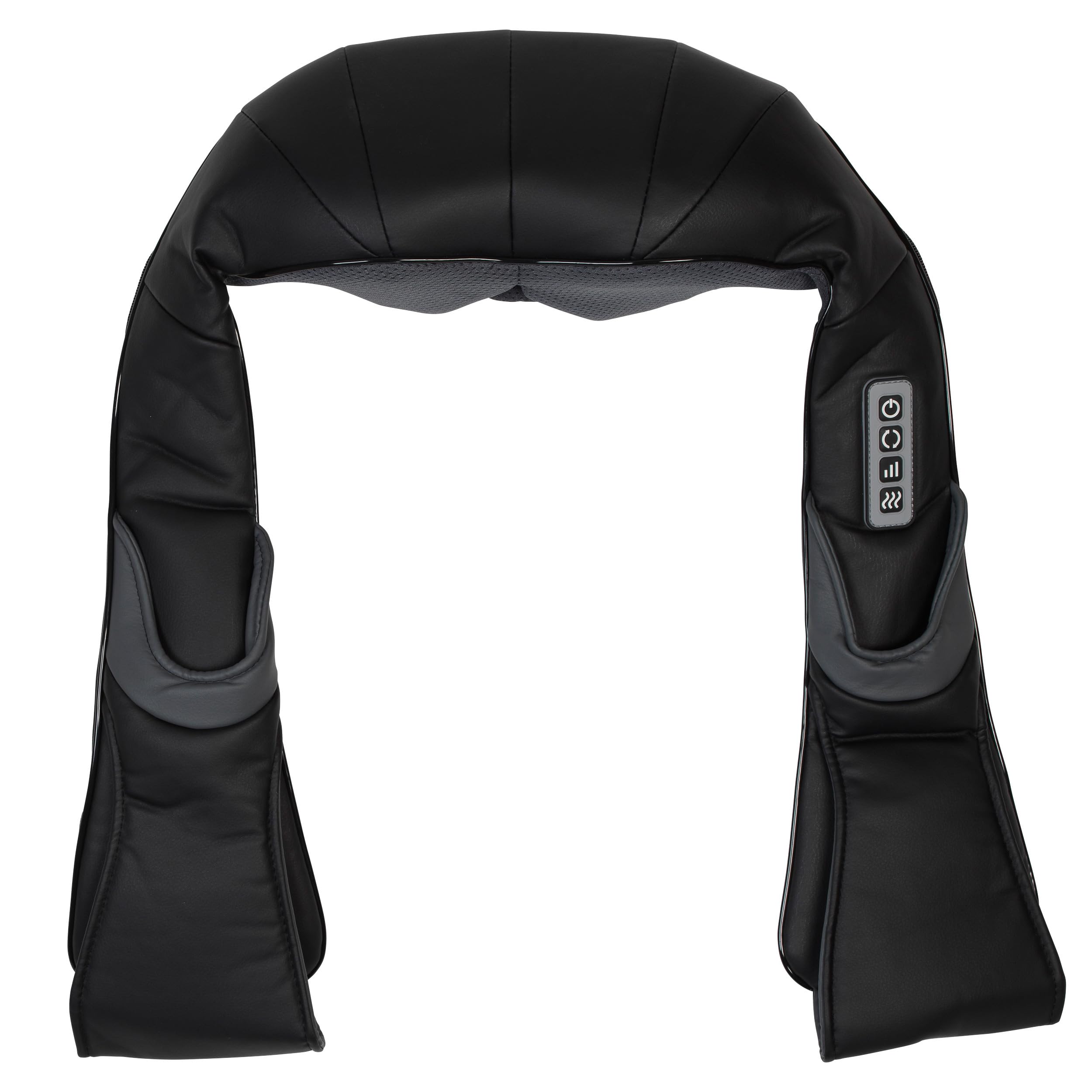 Salter EE6934BLKSTKEU7 Masazer do karku i pleców z funkcja grzania, gleboki masaz Shiatsu, 3 predkosci/intensywnosci, 4 glowice masujace, rozluznienie miesni karku, szyi, ramion, adaptery EU i UK