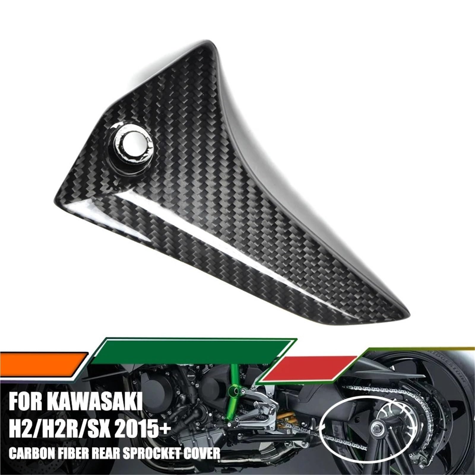 Osłona zębatki silnika Pasuje do Kawasaki H2 H2R SX 2015-2024 100% włókna węglowego osłony łańcucha osłona tylnej zębatki