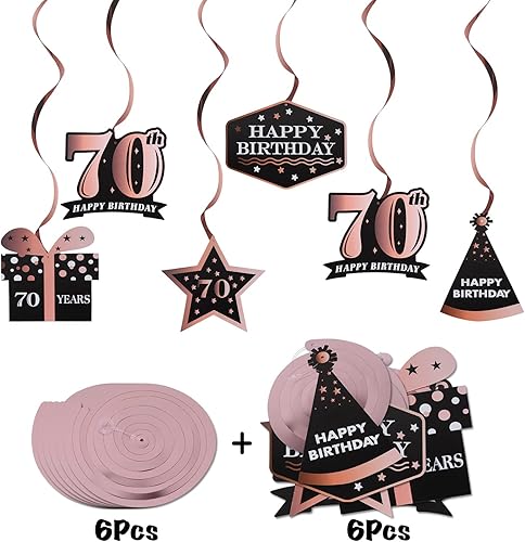 Miniatura 593 de LINGTEER Happy 65th Birthday Decorations Set - 12Pcs Black & Gold Swirls Streamer,Happy Birthday Bunting Banner,Cheers to 65 Years Old Bday Party