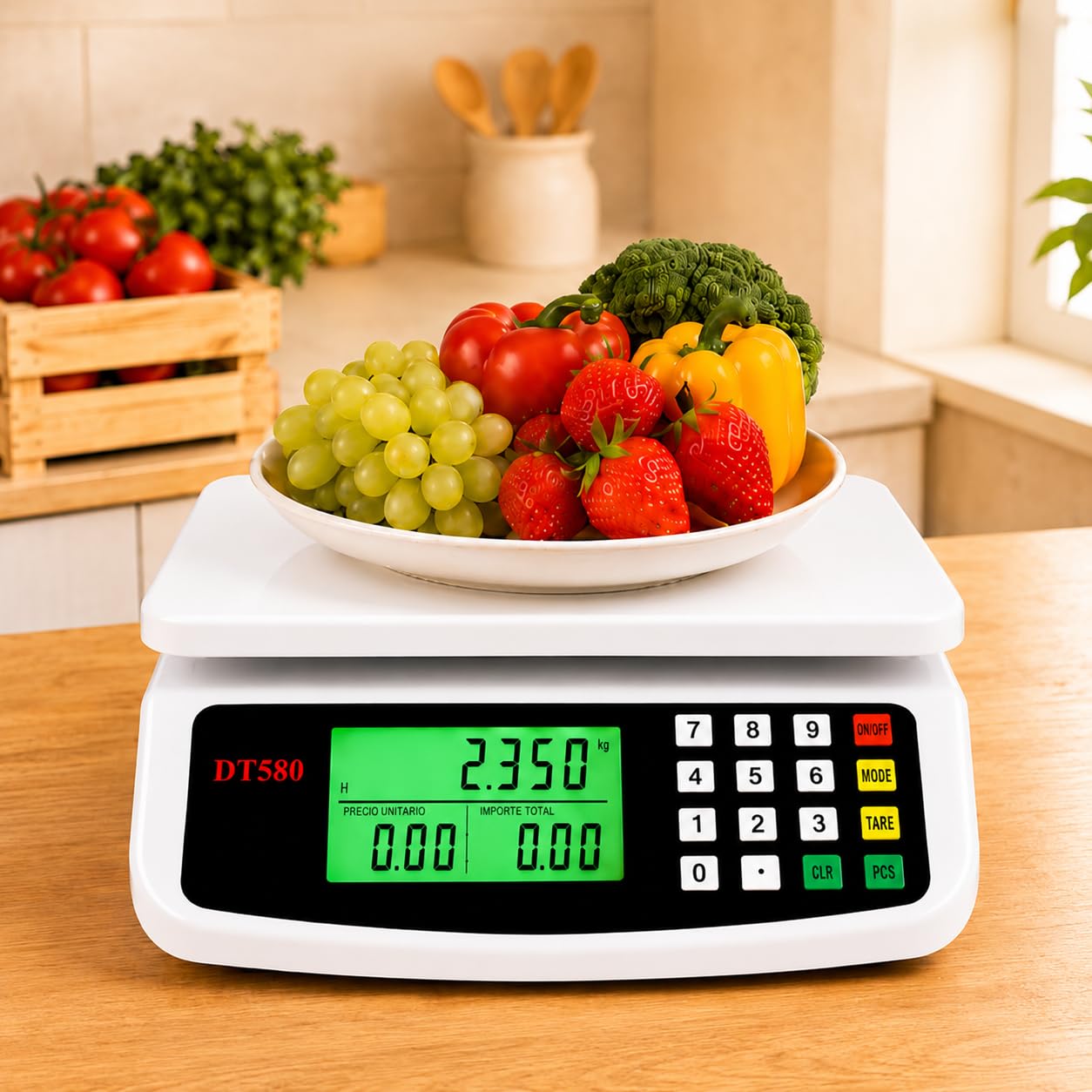 Balanza Digital Cocina 30kg Precisión 1g Acero Inoxidable con Tara | Báscula de acero inox 30kg/1g con pantalla digital, función tara y conversión kg/lb/oz. Ideal para cocina y repostería.