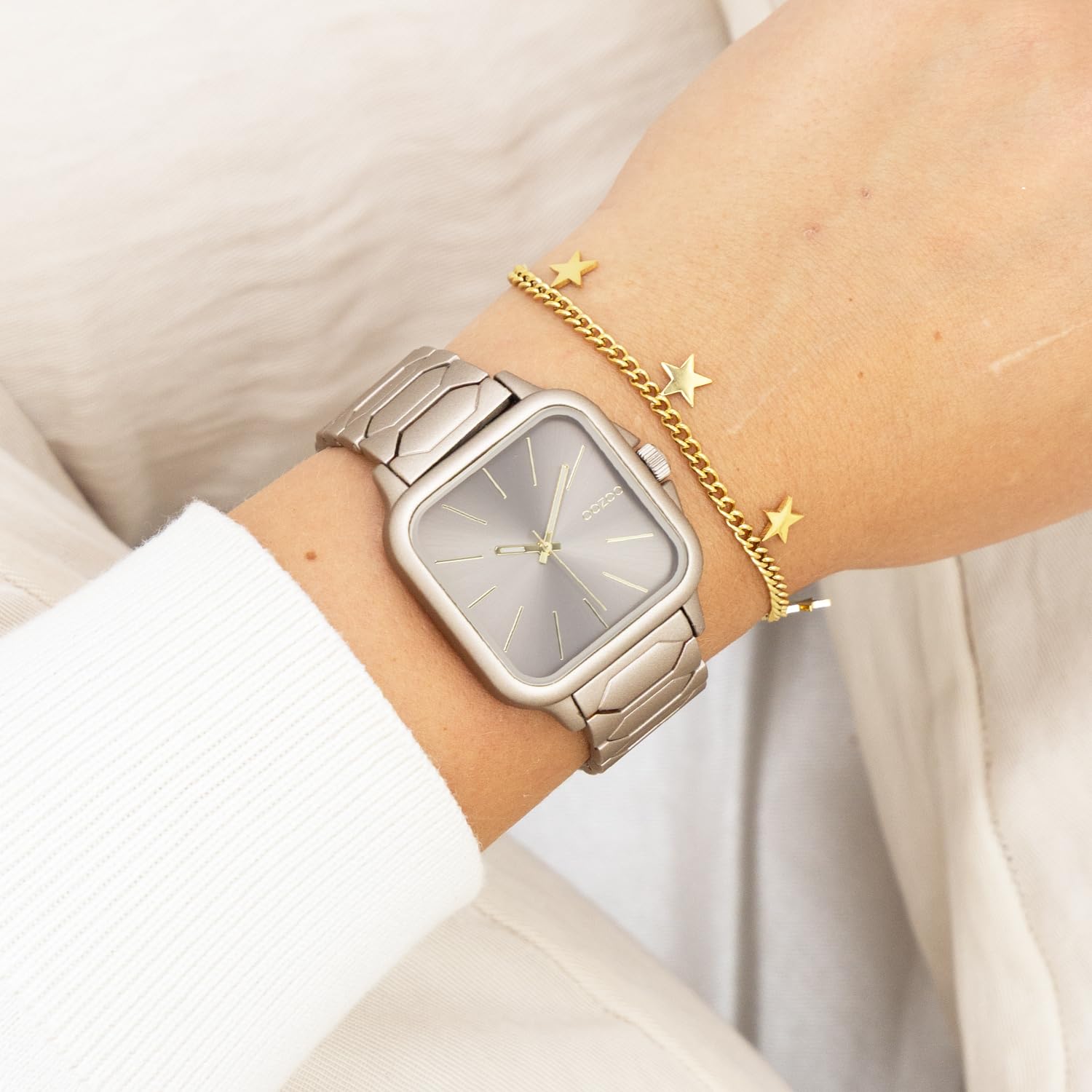 Oozoo Timepieces Unisex Uhr - Armbanduhr Unisex mit Edelstahlarmband | Hochwertige Uhr für alle - Edle Analog Unisexuhr in quadratisch