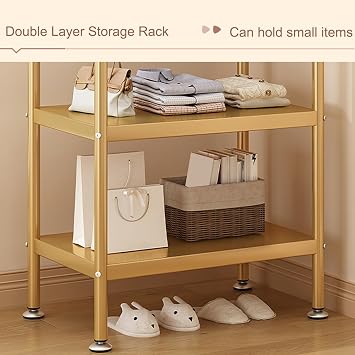 Clothes Rack with Storage Shelves - Adjustable Hanging Rod for Small Spaces, Ideal for Bedroom & Living Room, Space-Saving Coat & Shirt Organizer (White, 80cm/31.5in)