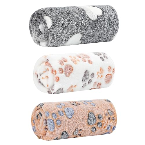 Pack de 3 Mantas Suaves y Cálidas para Mascotas - Franela para Dormir, Pequeñas y Medianas (76 x 53 cm)