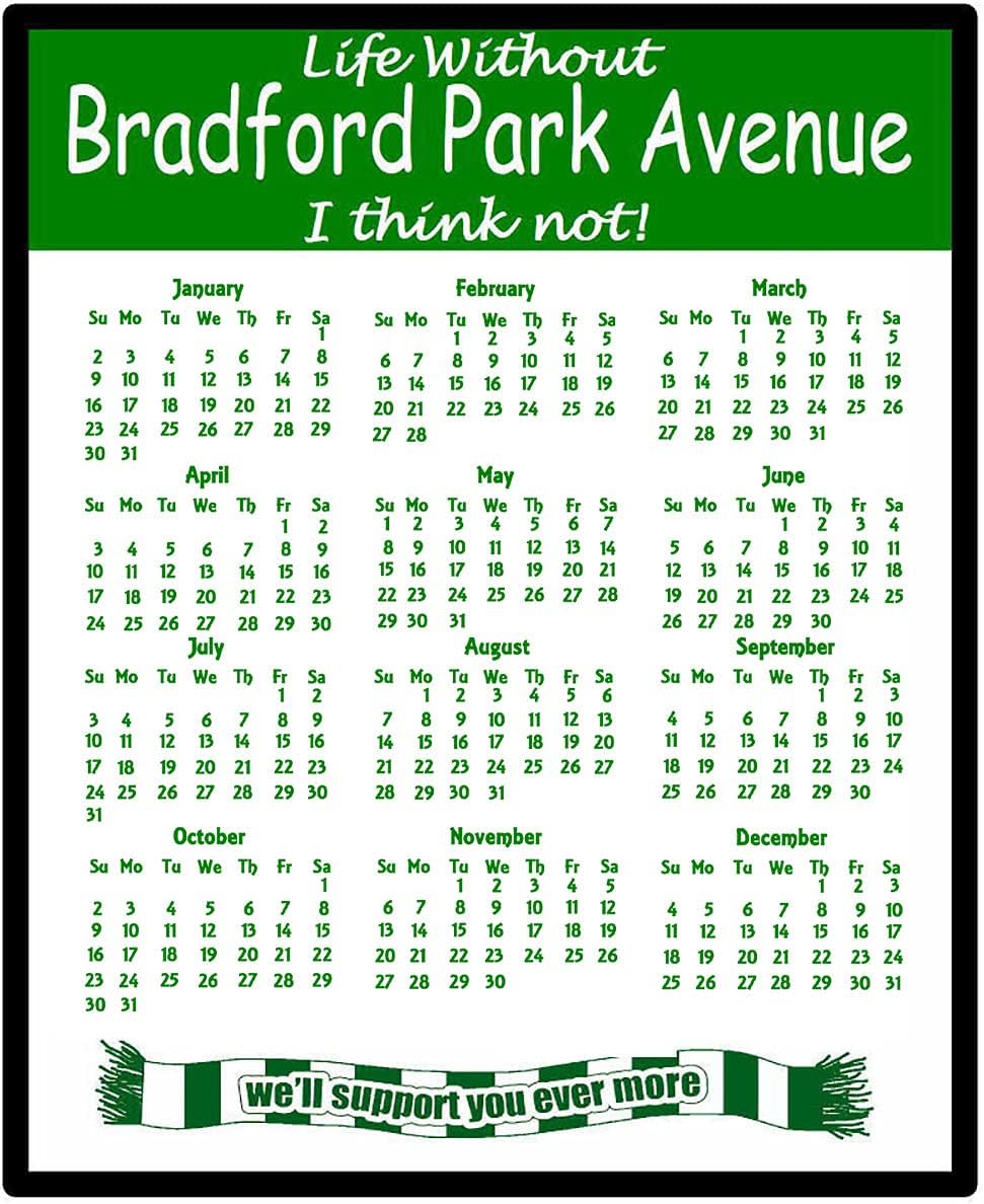 magnetsandhangers Bradford Park Avenue - 2022 calendar Mouse mat - useful gift for football fans