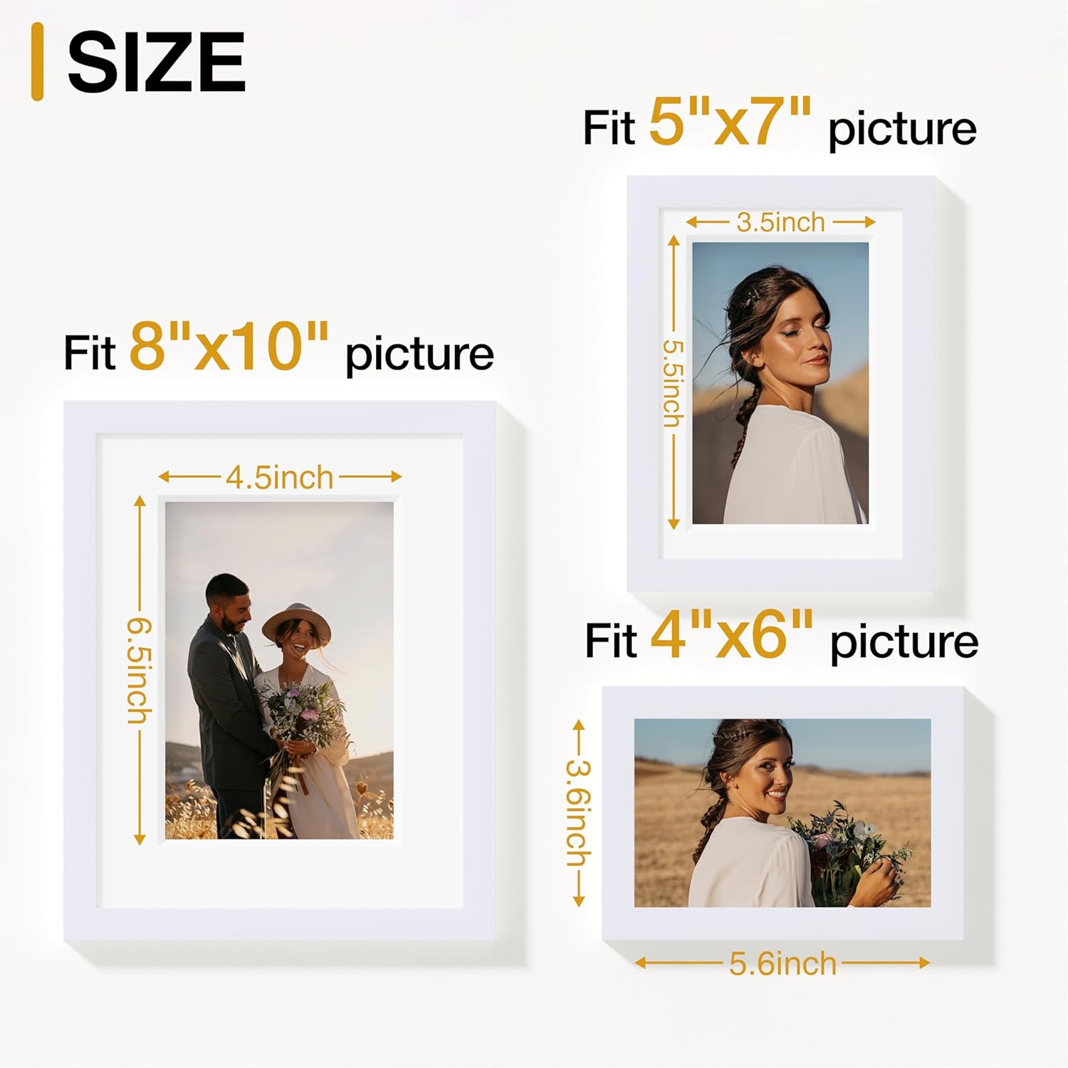 Vittanly 15 Pack Picture Frames Collage Wall Decor for Mounting or Tabletop Display, Gallery Frame Set for Family, Multi Sizes Including 3pcs 8x10, 6pcs 5x7, 6pcs 4x6, White - Image 3