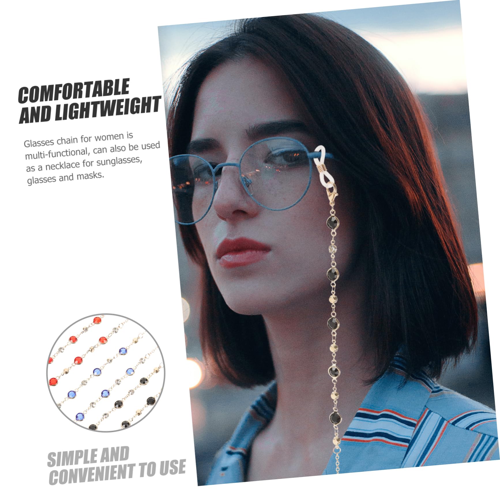 minkissy Cadena De Gafas Conformado Sol Accesorios Para Gafas Cadena De Anteojos Con Cuentas Correas Para Gafas Correas De Anteojos Cadenas De Anteojos De Mujer Aleación