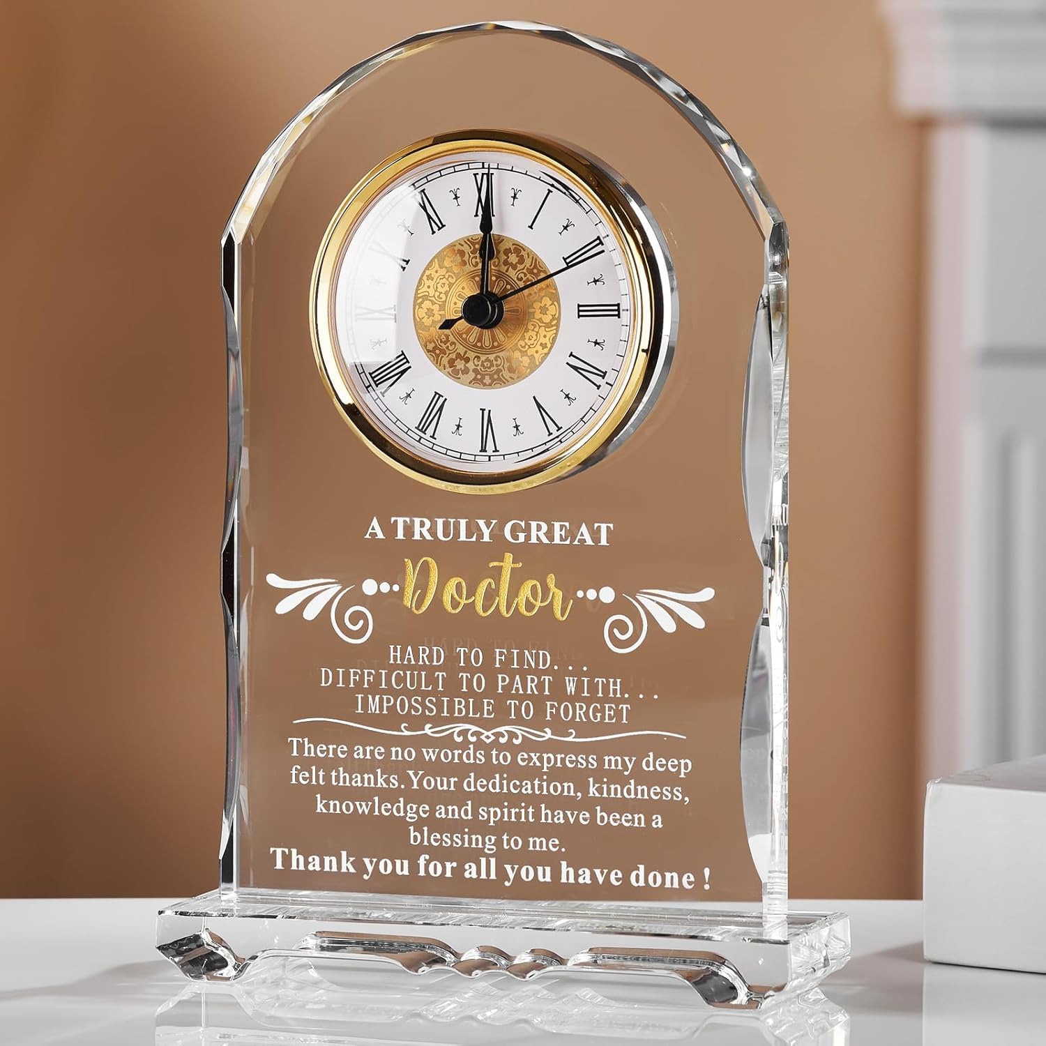 Crystal Clock Gifts for Doctor, Best Doctor Award Crystal Plaque with Gift Box Packaging, Appreciation/Thank You Gifts for Doctor, Christmas/Retirement/Birthday Gift for Doctor
