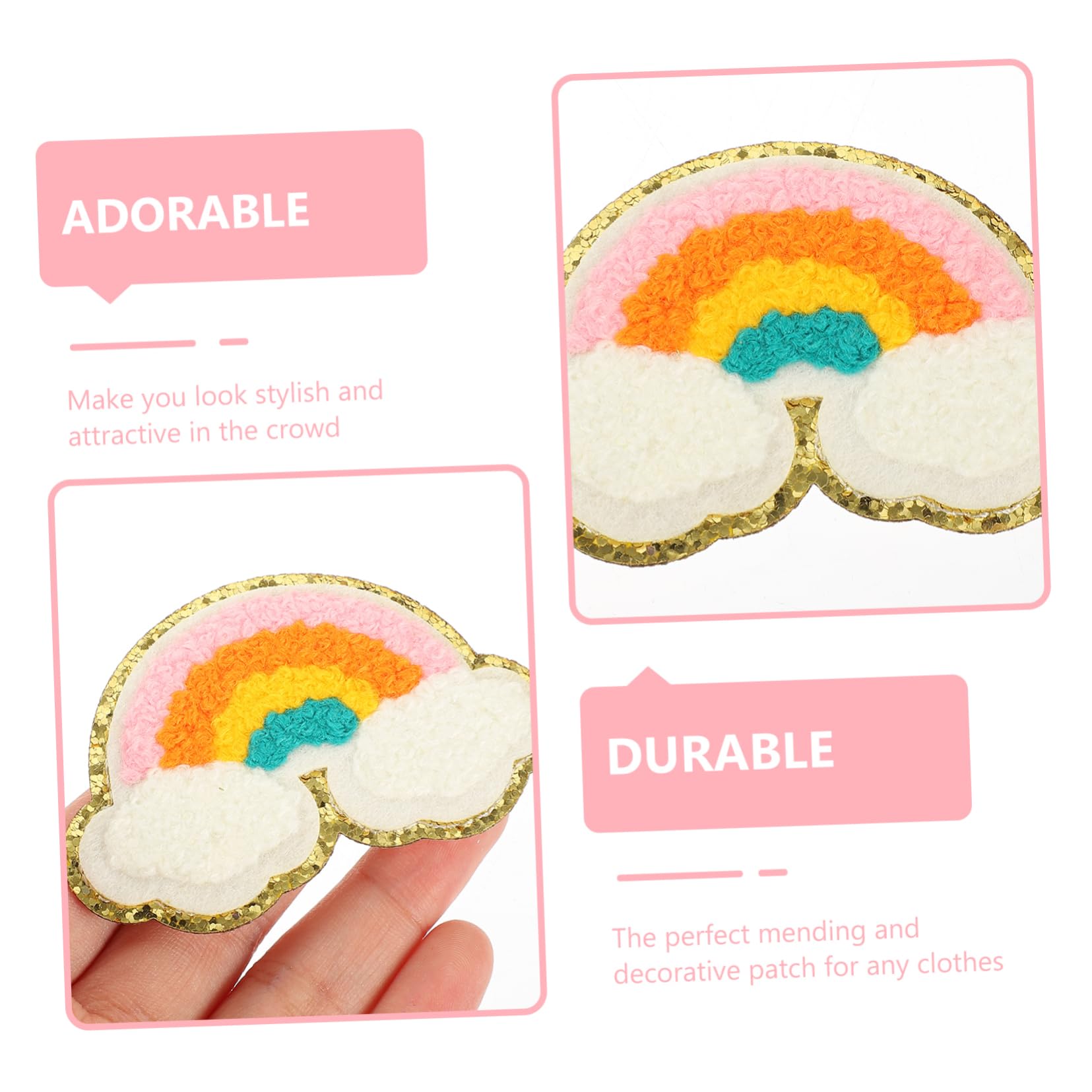 5 Sets Entzückende Stickerei-aufnäher Für Röcke Taschen Jeans Kleidung Aufnäher Regenbogen-design Einfach Zu Verwenden 12 Stück X 5