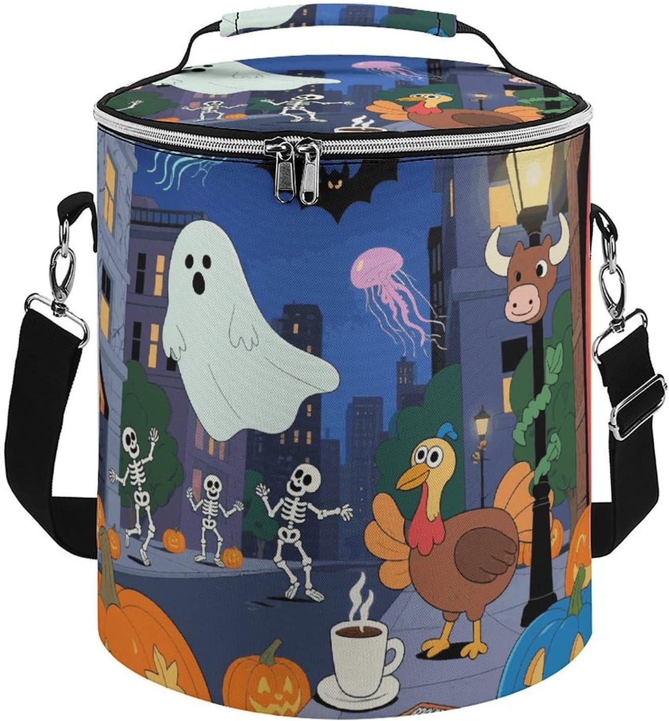 Halloween Scenery Lunch Bag 15L, Insulated Picnic Basket with Leakproof Design - Large Cooler Tote for Camping, Beach, Hiking & Groceries