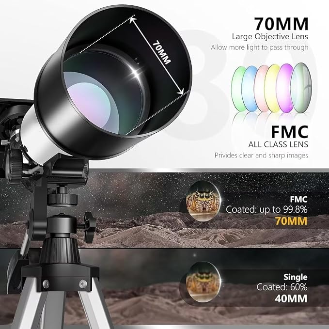 Telescopio Astronómico Refractor 70mm 400mm Altazimutal miniatura 7