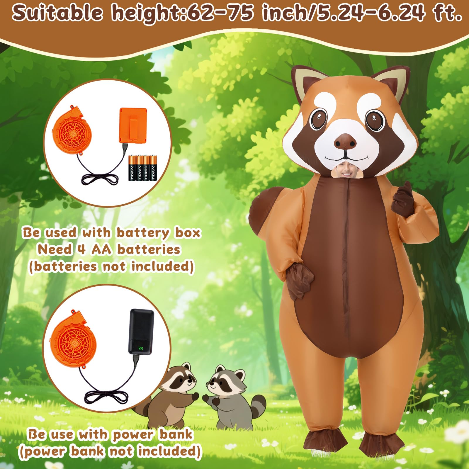 Spinosaurus Inflatable Raccoon Costume for Adult Halloween Inflatable Costume Blow Up Animal Costumes for Woman Men - Image 4