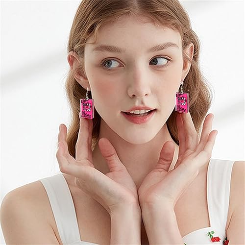 Miniatura 3 de Aretes retro de neón de los años 60, 70 y 80 para mujer, divertidos zapatos de patinaje creativos, aretes de bola de discoteca, aretes colgantes de