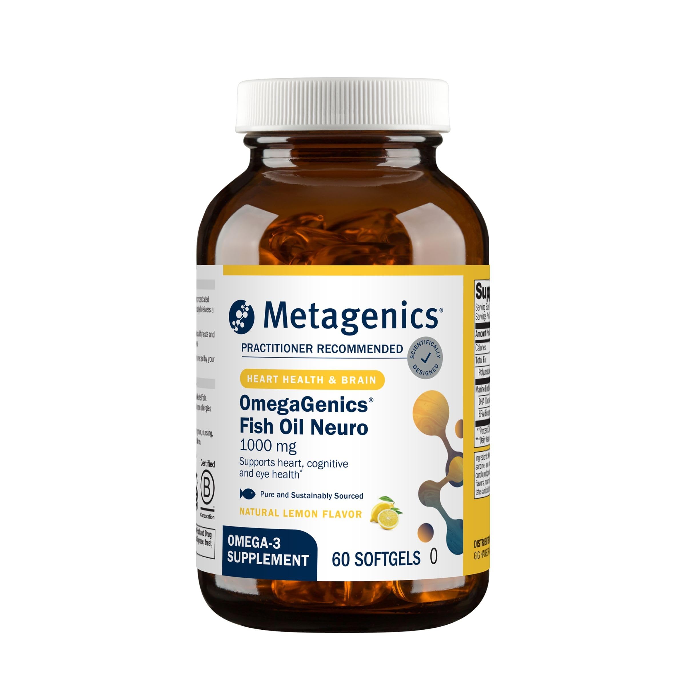 Metagenics OmegaGenics Fish Oil Neuro Omega 3, 750 mg DHA, 60 Softgels