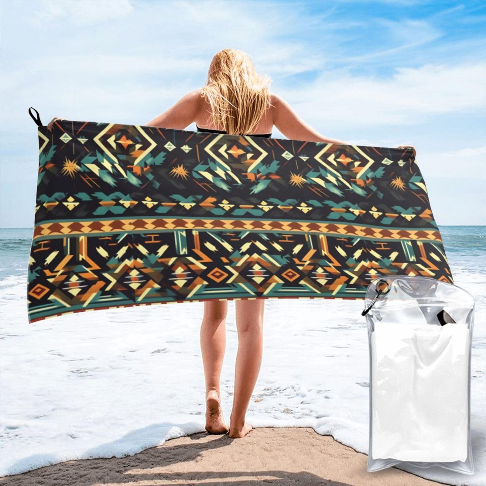 Serviette de bain amérindienne pour voyage et natation en plein air