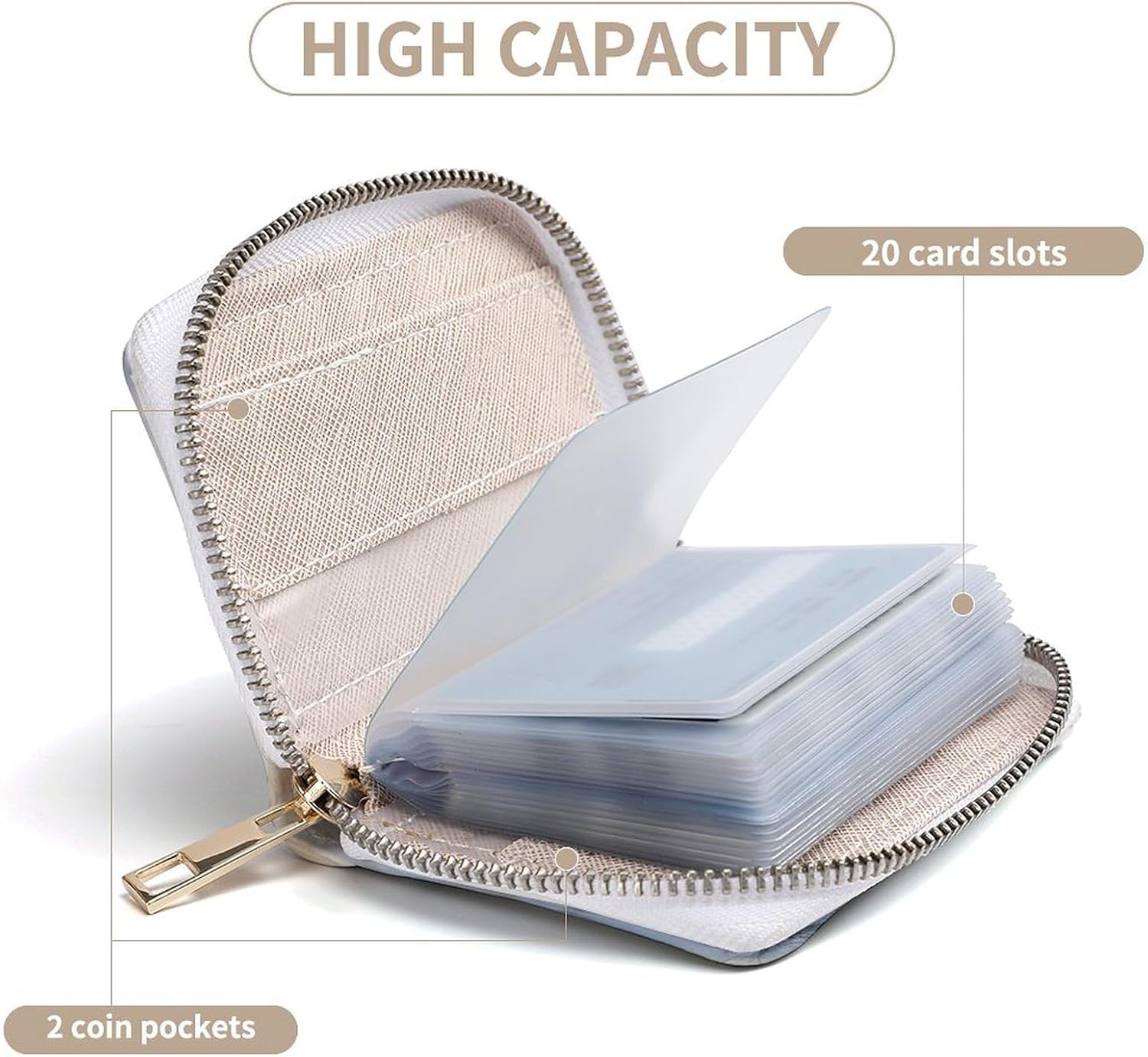 Leather Card Organizer Case Card Wallet Credit Card Holder Christmas Winter Happy Scene Printed Zipper Card Cases Holder for Women Men