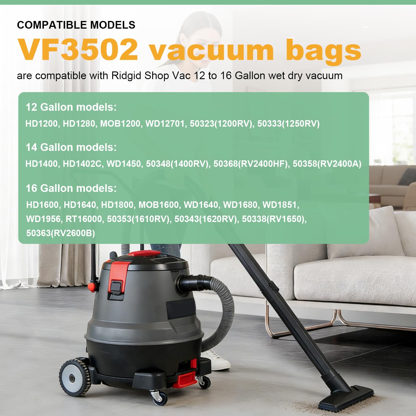Amazon.com: VF3502 Shop Vac Bags for Ridgid 12 to 16 Gallon Wet