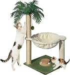 Fantasreen Poste d'échafaudage pour chats d'intérieur 30 Grossiste de chat carré inches avec jeu de trackball interactif en bois d'hamac pour chaton et adultes