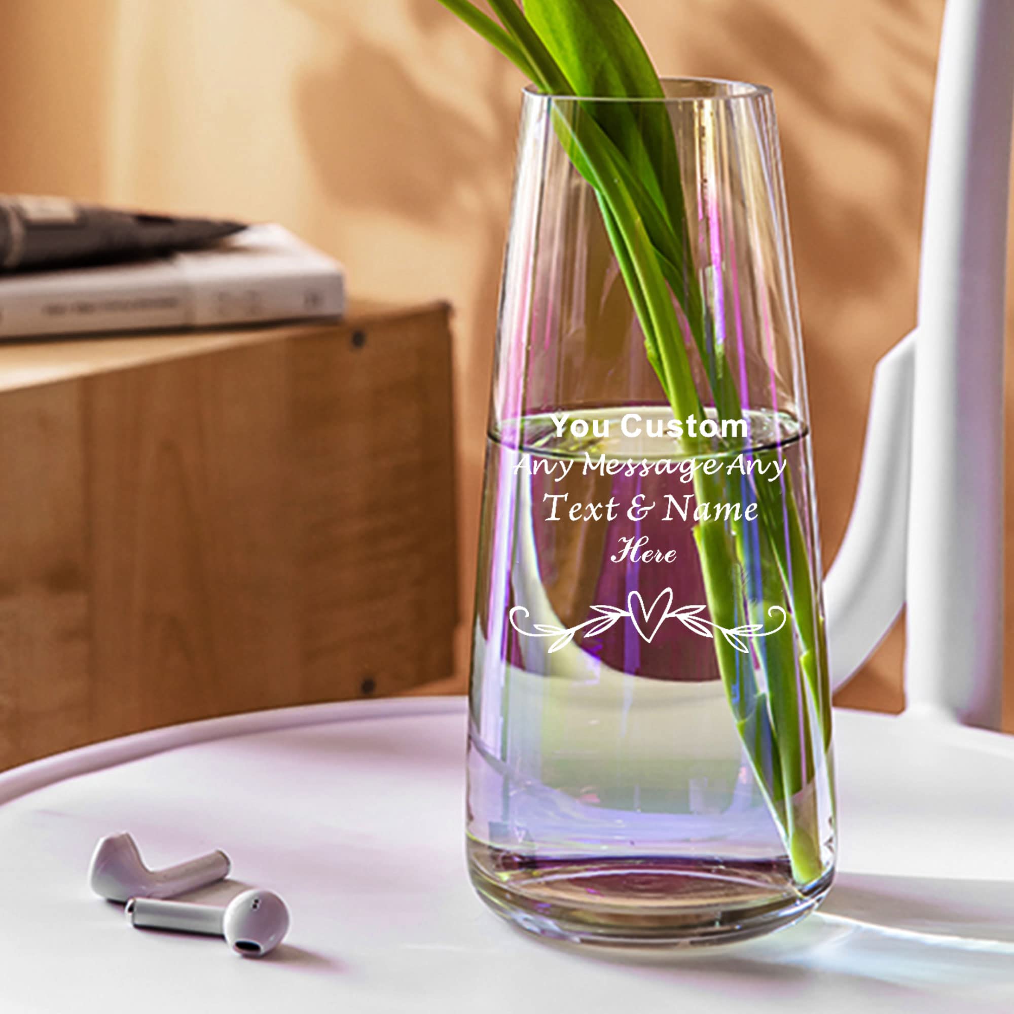 Personalised Vase for Flowers Engraved Vases Flower Vase Glass Vases for Grandma Women 60th 70th 80th Birthday Wedding Anniversary Christmas(Design 1)