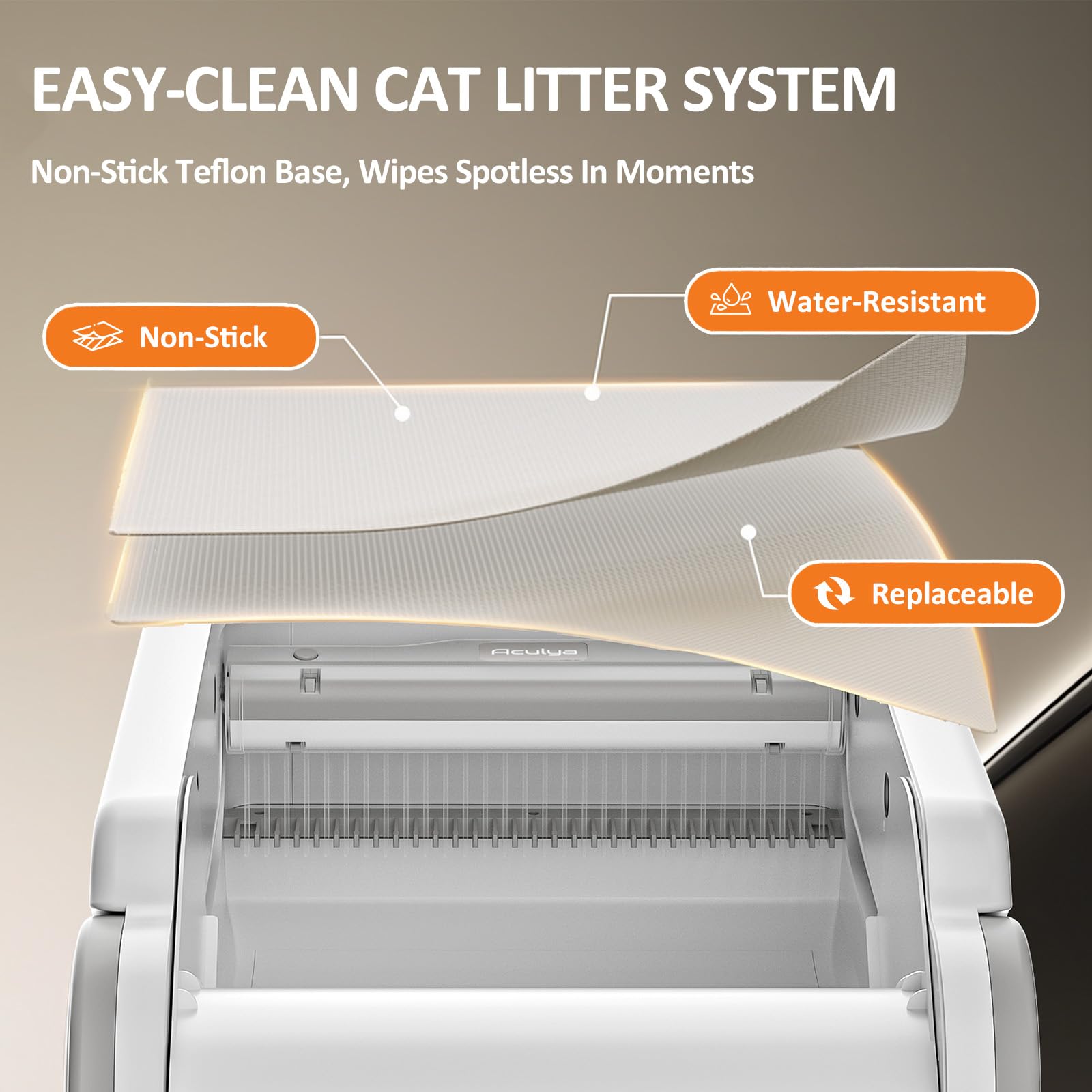 Aculya Life Open-Top Automatic Litter Box Self Cleaning Cat Litter Box Self-Cleaning Robot for Large Cats with Safety Sensors and APP Control - image 6