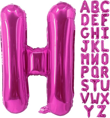 Lovoir Globos grandes de 40 pulgadas de color rosa intenso con la letra H de gran tamaño, globo de helio de aluminio de Mylar para decoración de