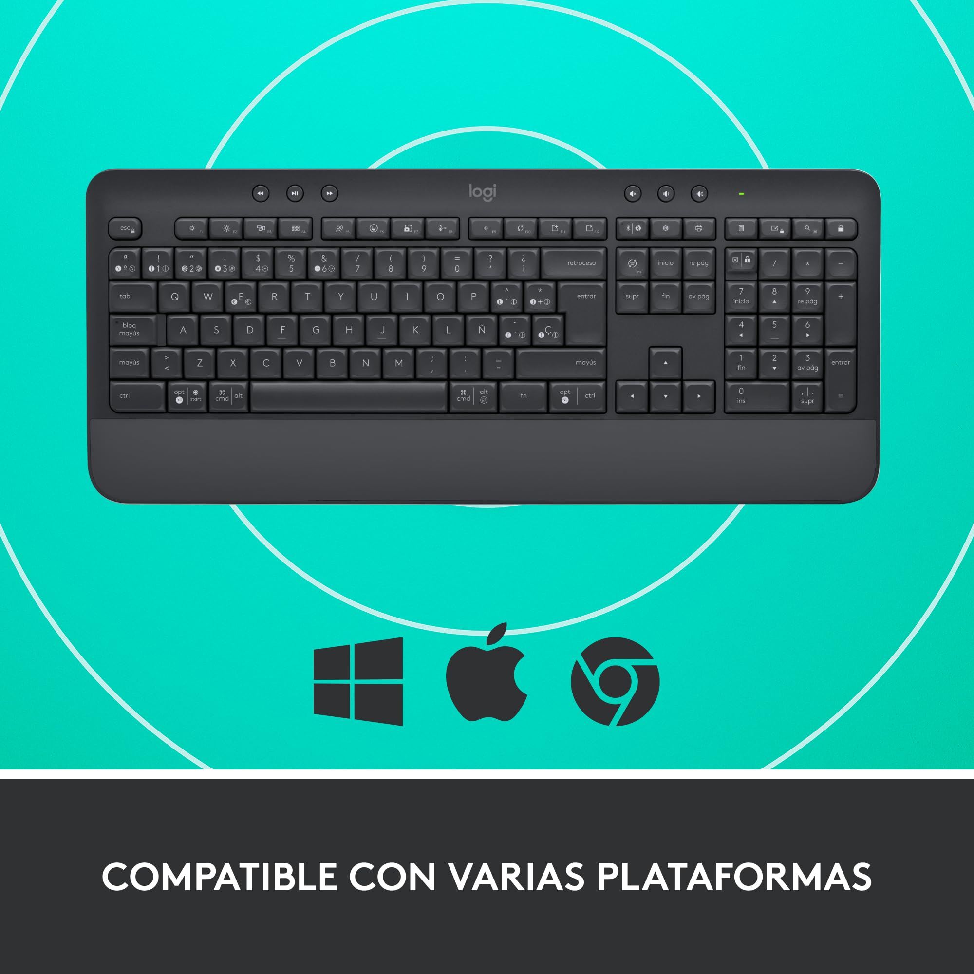 Logitech 920-010917 Teclado Inalámbrico, Negro, Tamaño único
