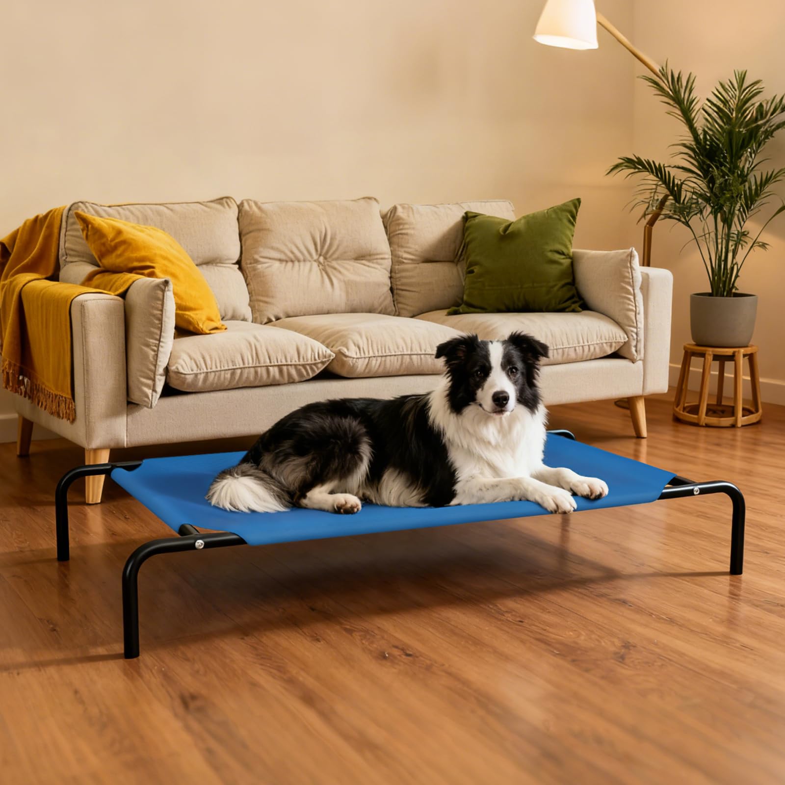 Elevated Cooling Dog Bed for Large Dogs,Waterproof Outdoor Pet Cot with Washable Breathable Mesh,Non-Slip Feet,Comfortable Dry Raised Dog Bed,50.8 x 31 x 8 Inches,Blue - image 2