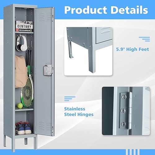 Vista 66 de Letaya Armario de almacenamiento, gabinete de metal de 66 pulgadas para empleados, 3 puertas, con cerradura para escuela, gimnasio, hogar, oficina