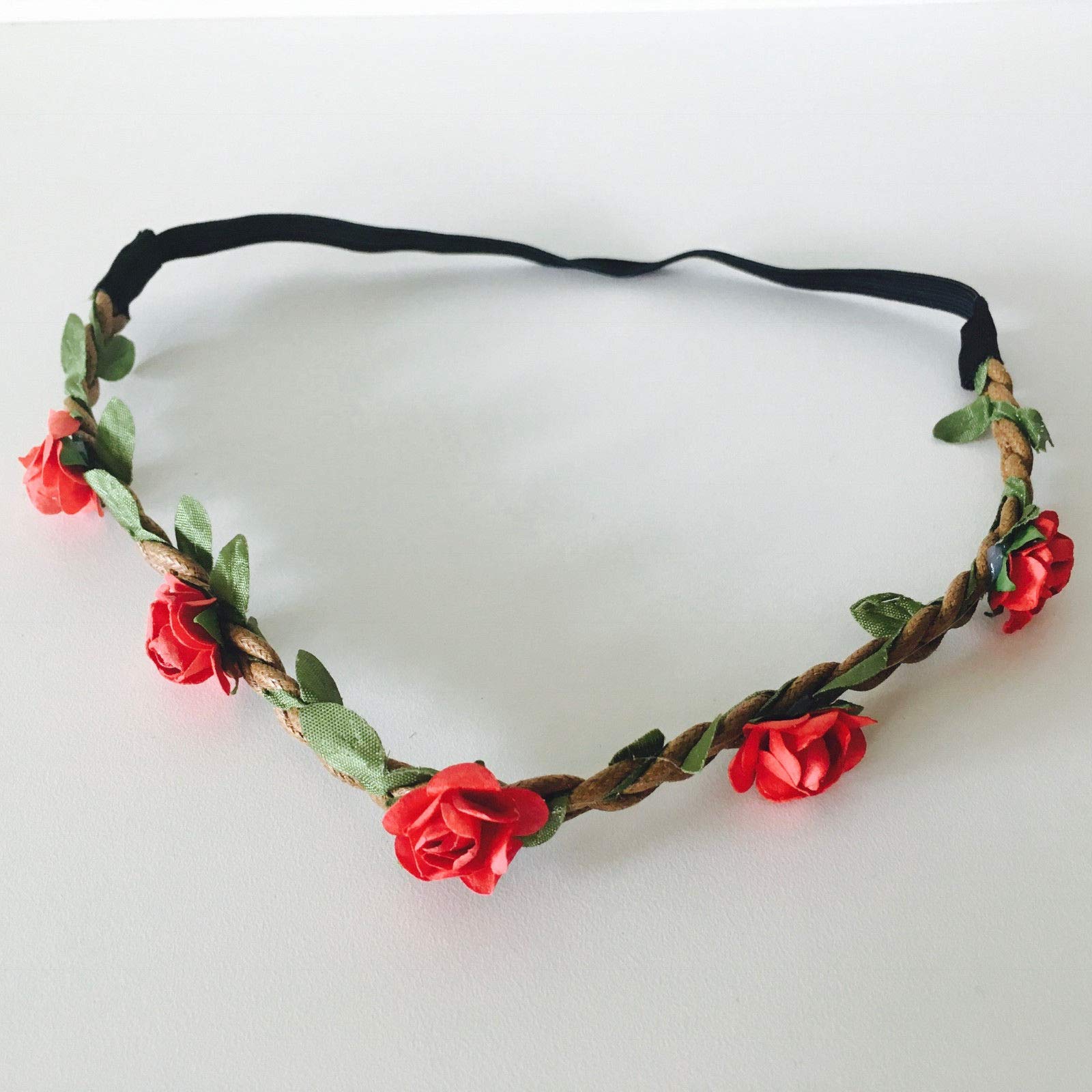 EliteKoopers Red Rose Design Garland Floral Flower Headband For Festival Party Wedding (1 Pcs)
